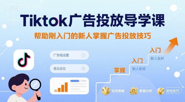 Tiktok广告投放导学课，帮助刚入门的新人掌握广告投放技巧-日入300副业网