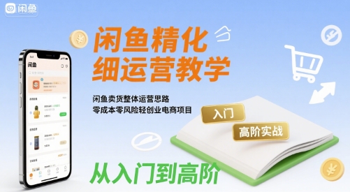 闲鱼精细化运营入门+高阶实战教学，闲鱼卖货整体运营思路，零成本零风险轻创业电商项目-日入300副业网