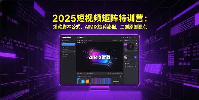 2025短视频矩阵特训营：爆款脚本公式，AIMIX智剪流程，二创原创要点-日入300副业网