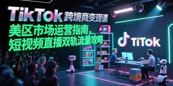 TikTok跨境电商变现课，美区市场运营指南，短视频直播双轨流量攻略-摇钱述