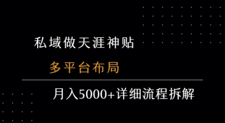 私域做天涯神贴 多平台布局 月入5k+详细流程拆解-日入300副业网