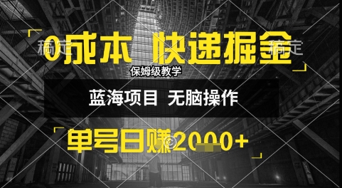 0成本快递掘金玩法，日入1k+，小白30分钟上手，收益嘎嘎猛【揭秘】-摇钱述