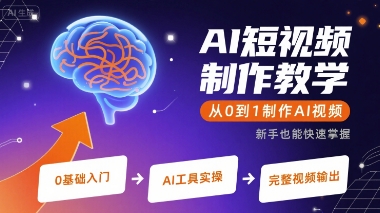 AI短视频制作教学，从0到1制作AI视频-日入300副业网