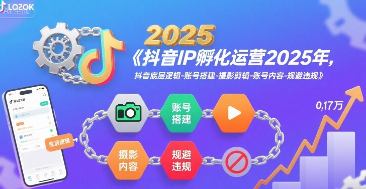 抖音IP孵化运营2025年，抖音底层逻辑-账号搭建-摄影剪辑-账号内容-规避违规-日入300副业网