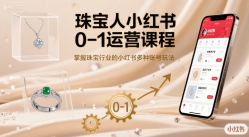 珠宝人小红书0-1运营课程，掌握珠宝行业的小红书多种账号玩法-日入300副业网
