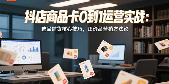 抖店商品卡0到1运营实战：选品铺货核心技巧，正价品营销方法论-摇钱述