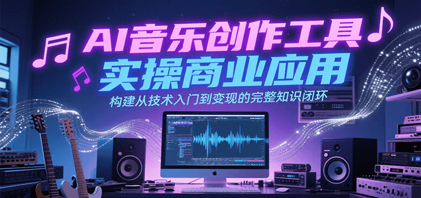 AI音乐创作工具实操商业应用，构建从技术入门到变现的完整知识闭环-摇钱述