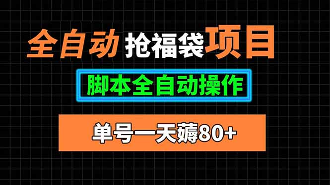 全自动抢福袋项目，单号一天80+脚本全自动操作-日入300副业网