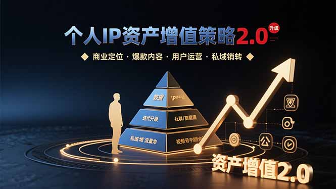 个人IP资产增值策略2.0 拆解商业定位/爆款内容/用户运营/私域销转四大模块-日入300副业网