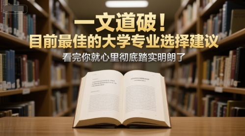 付费文章：一文道破！目前最佳的大学专业选择建议，看完你就心里彻底踏实明朗了-摇钱述