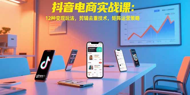 抖音电商实战课：12种变现玩法，剪辑去重技术，矩阵运营策略-日入300副业网