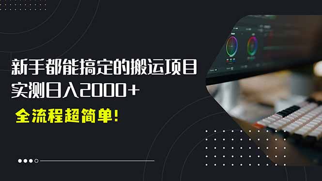 平台主动扶持的新风口，0基础轻松起号，搬运剪辑日入2000+！-摇钱述