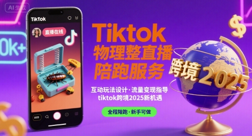 Tiktok物理整蛊直播陪跑服务-tiktok跨境2025-日入300副业网