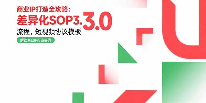 商业IP打造全攻略：差异化SOP3.0流程，短视频协议模板，婚恋项目实战案例-日入300副业网