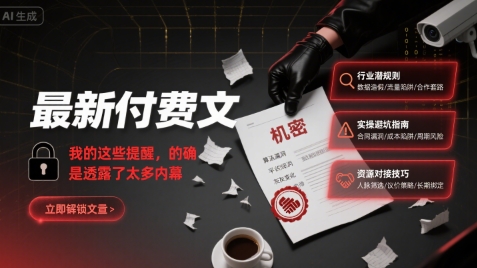最新付费文：我的这些提醒，的确是透露了太多内幕-日入300副业网