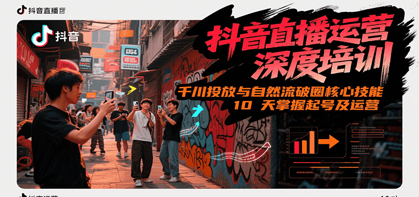 抖音直播运营深度培训，千川投放与自然流核心技能，10天掌握起号及运营(6-7月新课)-摇钱述