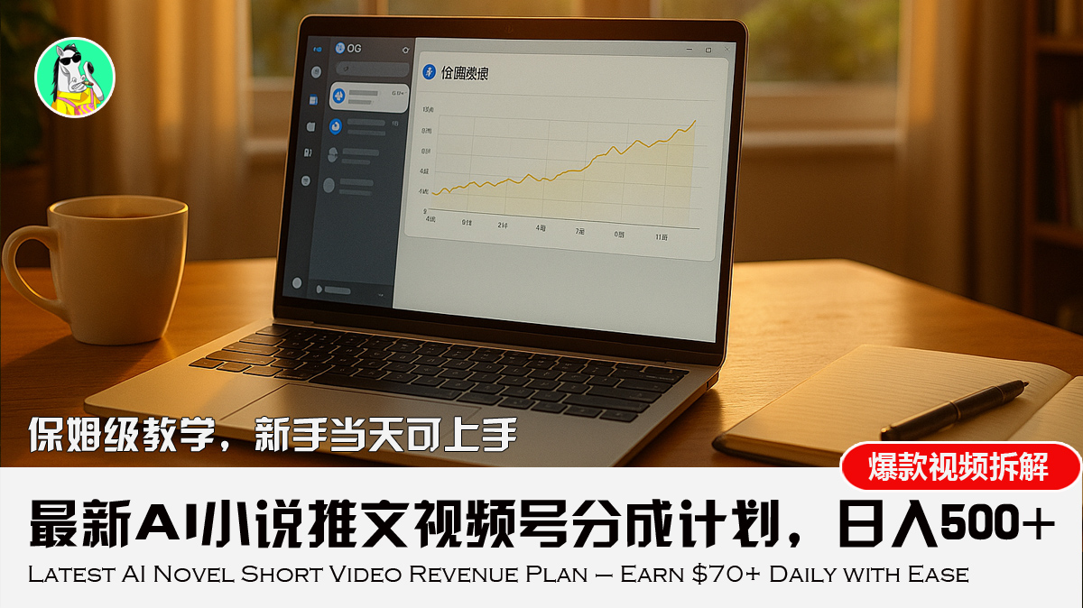 最新AI小说推文视频号分成计划，新手小白也能当天日入500+教程-日入300副业网