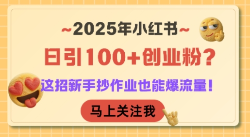 2025年小红书日引100+创业粉？这招新手抄作业也能爆流量！-摇钱述