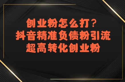 创业粉怎么打？抖音精准负债粉引流，超高转化创业粉-摇钱述