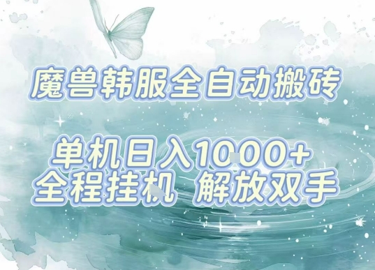 最新韩服游戏搬砖，单机日入1k+，全自动运行挂G项目，解放双手【揭秘】-日入300副业网