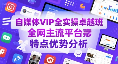 自媒体VIP全实操卓越班，全网主流平台特点优势分析-日入300副业网