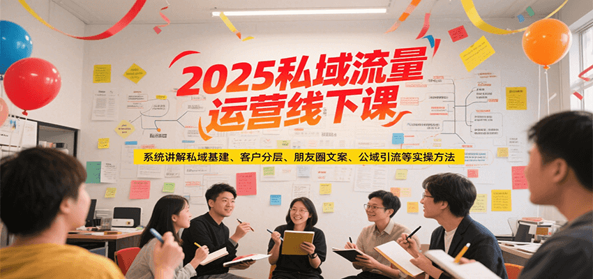 2025私域流量运营线下课，系统讲解私域基建/客户分层/朋友圈文案/公域引流等实操方法-摇钱述