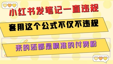 小红书发笔记一直违规，套用这个公式不仅不违规，来的还都是精准的付费粉-日入300副业网