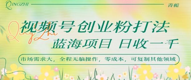 视频号创业粉打法，日入1k，蓝海项目，市场需求大，全程无脑操作，可复制-日入300副业网