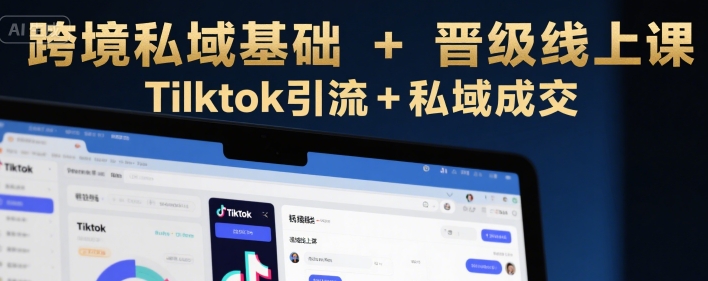 跨境私域基础+晋级线上课，Tilktok引流+私域成交-摇钱述