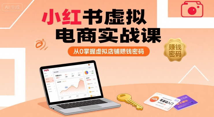 小红书虚拟电商实战课，从0掌握虚拟店铺賺钱密码-日入300副业网