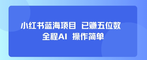 小红书蓝海项目，全程AI，操作简单，已挣五位数-日入300副业网