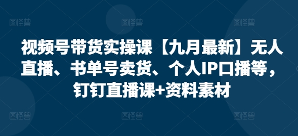 视频号带货实操课【25年7月最新】无人直播、书单号卖货、个人IP口播等，钉钉直播课+资料素材-摇钱述