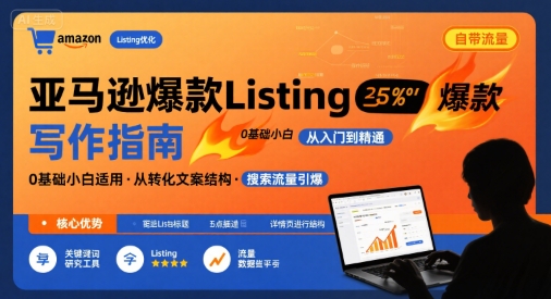 亚马逊爆款Listing写作方法，亚马逊0基础小白也能写爆款自带流量的Listing-日入300副业网
