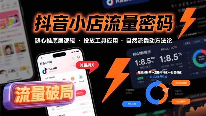 抖音小店流量密码，随心推底层逻辑，投放工具应用，自然流撬动核心方法论-日入300副业网