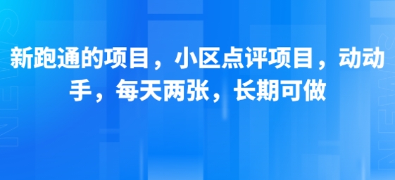 新跑通的项目，小区点评项目，动动手，每天两张，长期可做-日入300副业网