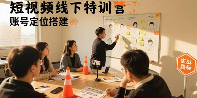 短视频线下特训营：账号定位搭建/口播号拍摄剪辑/直播间流量入口/变现实战-日入300副业网