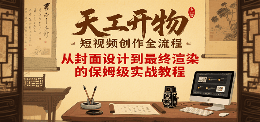 天工开物短视频创作全流程，从封面设计到最终渲染的保姆级实战教程-摇钱述