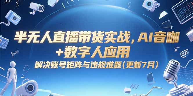 半无人直播带货实战，AI音咖+数字人应用 解决账号矩阵与违规难题(更新7月-摇钱述
