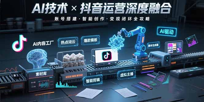 AI技术与抖音运营的深度融合应用：涵盖账号搭建、内容创作、收益变现等-日入300副业网