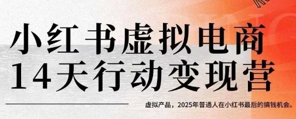 小红书虚拟电商14天变现训练营，虚拟产品，2025年普通人在小红书最后的搞钱机会-日入300副业网