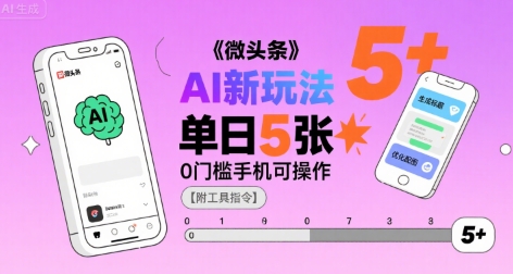 微头条AI新玩法，小白单日5张+，0门槛手机可操作【附工具指令】-日入300副业网