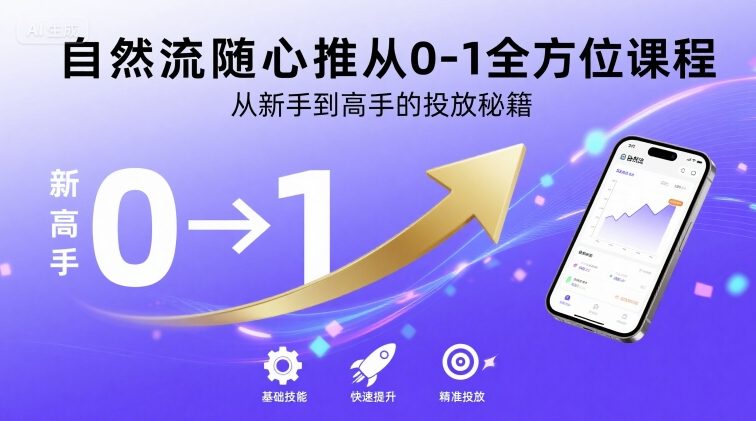 自然流随心推从0-1全方位课程，从新手到高手的投放秘籍-日入300副业网