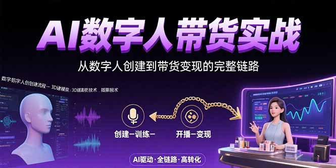 AI数字人+带货实战：从数字人创建到带货变现的完整链路-日入300副业网