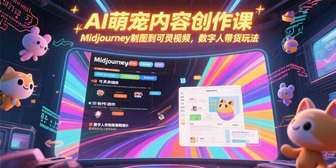 AI萌宠内容创作课，Midjourney制图到可灵视频，数字人带货玩法-摇钱述