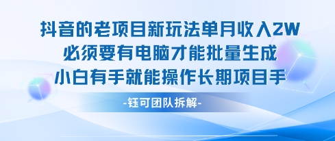 老项目新玩法单月收入2W小白有手就能操作长期项目-日入300副业网