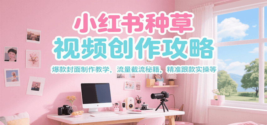小红书种草视频创作攻略，爆款封面制作教学 ，流量截流秘籍 ，精准跟款实操等-摇钱述