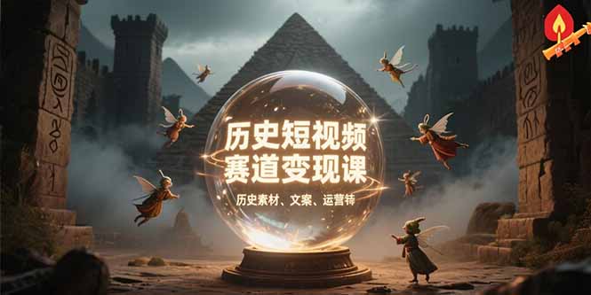 历史短视频赛道变现课，百集素材库应用，文案剪辑技巧，账号运营全案-摇钱述