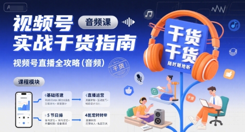 视频号实战干货指南，视频号直播全攻略(音频)-日入300副业网