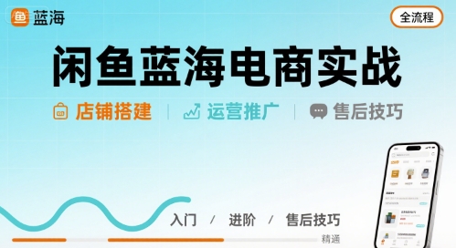 闲鱼蓝海电商实战，店铺搭建运营售后全流程-日入300副业网