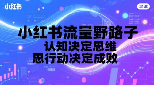 小红书流量野路子，认知决定思维，思维决定行动，行动决定成败-摇钱述
